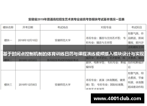 基于时间点控制机制的体育训练日历与课程演练视频插入模块设计与实现
